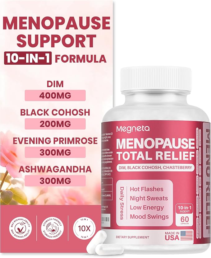 Menopause Supplements for Women - 10-in-1 Hormone Balance Complex with Black Cohosh, DIM, Chasteberry & Ashwagandha - Support for Hot Flashes, Night Sweats, Mood Swings & Sleep, 60 Capsules