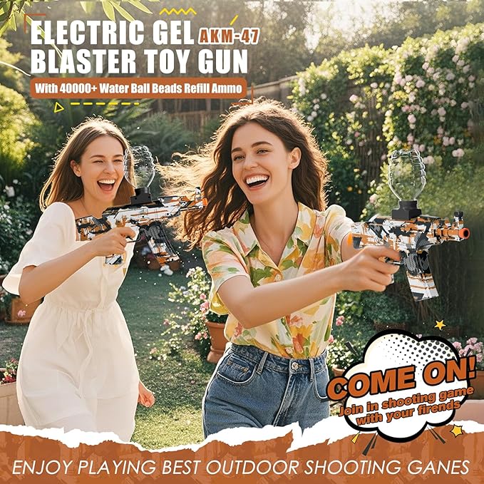 Gel Ball Blaster, Splat Gel Gun for Precision Shooting, Electric Water Ball Blaster Gun with Top Loading Design, Great for Competitive Team Play, Ages 15+ (Orange)