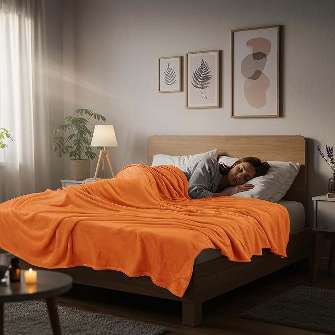 Utopia Bedding Soft Fleece Bed Blanket Twin Size Burnt Orange (60x80 Inch) | Microfiber Plush Warm Lightweight Breathable Cozy Blanket Anti-Static, All Season Use, Gift for Women and Men