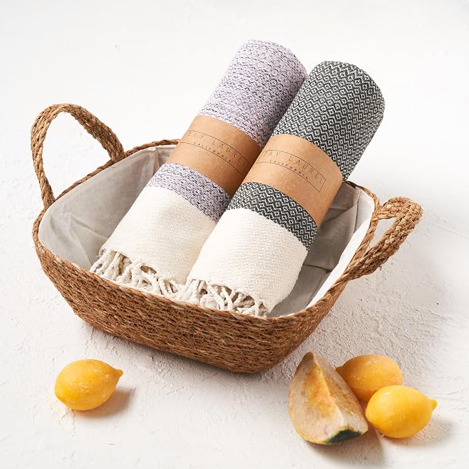BAY LAUREL Turkish Hand Towel – Pack of 2 | Soft & Absorbent Decorative Towels for Bathroom, Hand, Face, Hair, Gym, Yoga, SPA, Kitchen & Tea | Boho Decor (Blush Pink, Diamond 16x40 Inches (Set of 2)