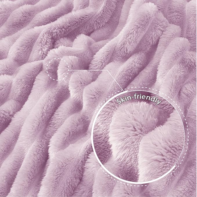 Exclusivo Mezcla Striped Fleece Throw Blanket for Couch, Sofa, Bed, 50"x60" | Soft Breathable Cozy Bed Blankets, Lightweight Plush Fluffy Fuzzy Jacquard Decorative Blankets