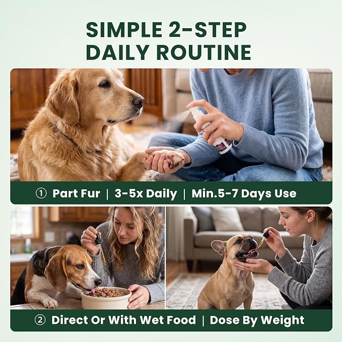 APXL 2-in-1 Dog Yeast Infection Treatment Kit: Soothing Anti-Itch Spray + Yeast Infection Drops, Yeast Infection Treatment for Dogs, Plant Herbal Itch Relief for Yeast Issues-1.69oz Spray&2.03oz Drops