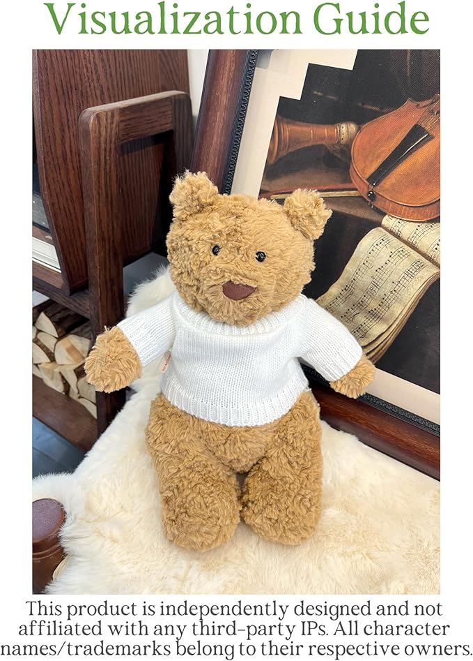 9-12''/30cm Stuffed Animals Clothes White Knit Sweater & Scarf Set for Bashful Bunny and Teddybear（NO Doll） (Yellow)
