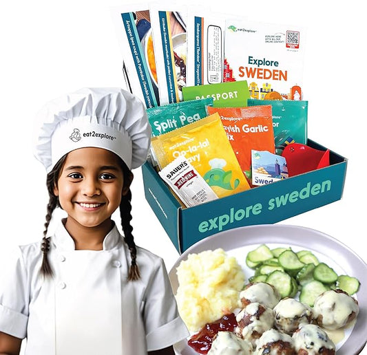 Cooking Kits for Kids - Interactive & Educational Set with 3 Recipe Cards, Key Ingredients & Cooking Tools - Ideal Idea for Kids who Love to Create Meals (Sweden Edition)