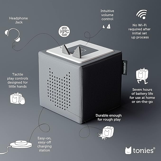 Toniebox 1 Audio Player Starter Set with Playtime Puppy - Listen, Learn, and Play with One Huggable Little Box - Gray
