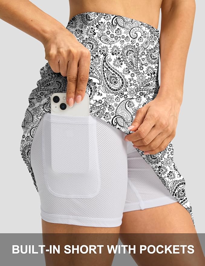 G Gradual 19" Skorts for Woman with Pockets High Waist Golf Skirt | Lightweight, Stretchy, Breathable, Tummy Control, Built-in Shorts, Athletic, Tennis, Pickleball, Casual Summer