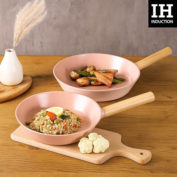 Neoflam 11" Non Stick Frying Pan with Wood Handle – Ceramic Coated Saute Skillet for Healthy Cooking, PFOA Free, Lightweight, Even Heat Distribution, Induction & All Stovetops, Made in Korea