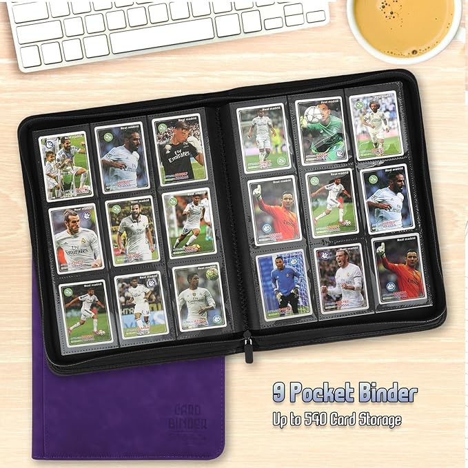 Trading Card Binder, Premium 9 Pocket Double Sided 540 Pocket PU Card Collection Binder, Collectible Trading Card Albums for MTG, TCG, Sport Card, Game Cards (Purple)