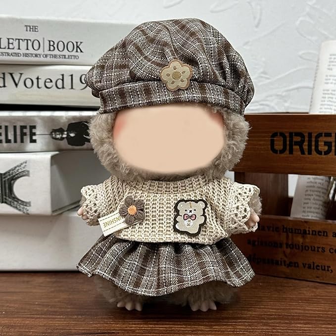 Doll Cloth Set for 17cm Dolls,Stylish Outfit Little Bear Skirt Designer,Cute Cloth for Dress up Unique Style (Doll Not Included)