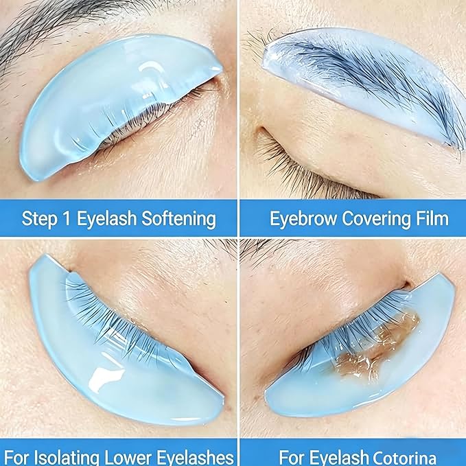 Lash Lift Shields – Washable and Reusable Korean Super Sticky Flat Pads for Eyelash Perm, No.1 Lash Lift Softening Shields for Women Beauty, Pink (2 Pairs Blue)