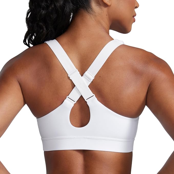 CRZ YOGA Butterbreeze Criss Cross Back Sports Bras for Women - V Neck Adjustable Straps Padded Workout Training Crop Top