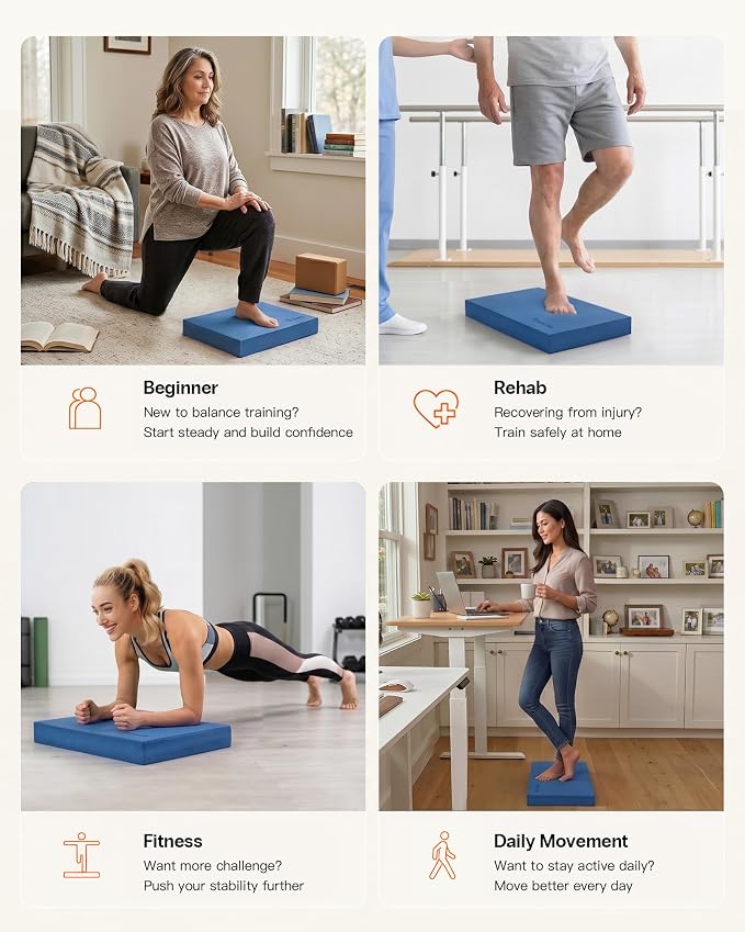 StrongTek Professional Foam Exercise Balance Pad - 15.8" x 13" x 2", High-Density TPE Foam Knee Pad, Non-Slip & Water-Resistant, for Balance Training, Physical Therapy, Yoga, and More