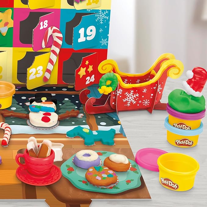 Play-Doh Holiday Advent Calendar for Kids 3 and Up, 24 Day Countdown, Multiple Surprise Gifts Behind Each Door, Arts & Crafts