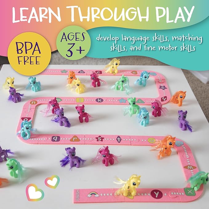 Skoolzy 41-Piece Unicorn Set for Girls Age 4-6 - ABC Learning and Letter Recognition Games for Kids 3-5