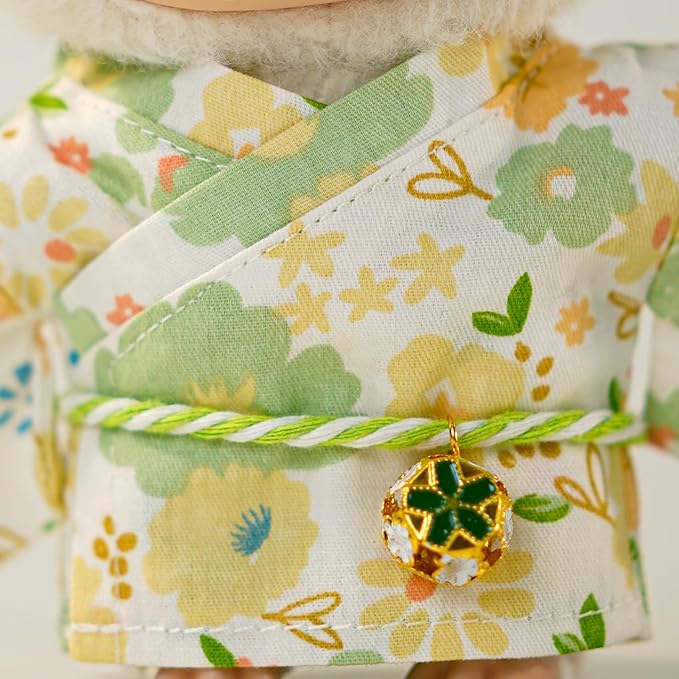 Clothes for 17cm Dolls,Outfit Accessories Kimono Set for 6.7inch Dolls Boys, Kawaii Chic Designer Style Flower Hairbow+Green Clothing Pajamas+Cute Halloween Mask(NO Doll)