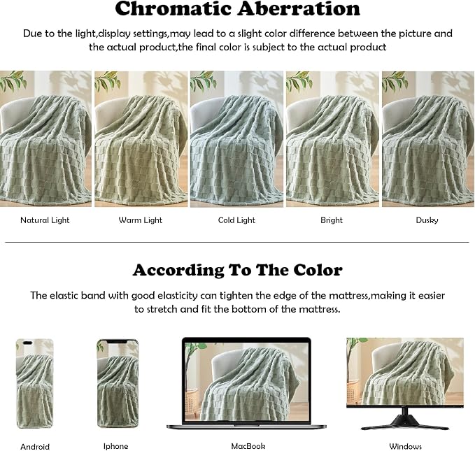 NEWCOSPLAY 3D Checkered Flannel Throw Blanket, Sage Green, 50"x70" | Super Soft Cute Lightweight Decorative Premium Silky Fleece Blanket for Couch Sofa Bed, Gift for Women Men, All Season Use