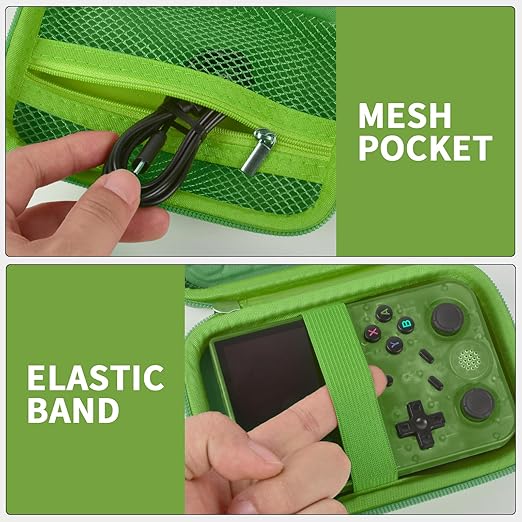 PAIYULE Travel Case Compatible with RG353V/ RG353VS/ R36S Retro Handheld Game Console, Handheld Emulator Storage Holder Organizer, Android Game Console Carrying Bag (Green) (Box Only)