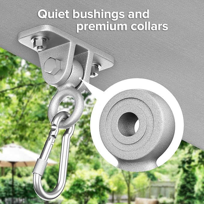 Highpro Swing Hangers for Wooden Sets Pack of 4 Heavy Duty Swingset Hardware with Locking Hooks for Porch, Patio, Playground Indoor/Outdoor, Silver