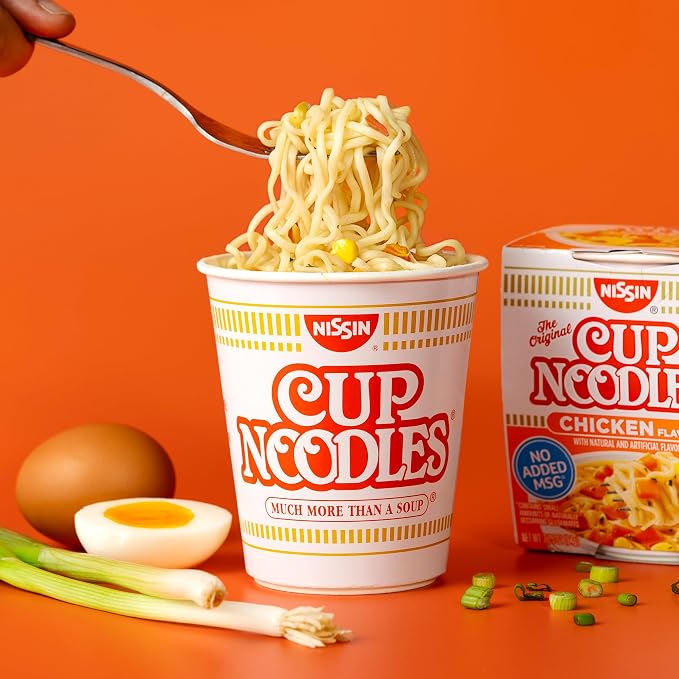 Nissin Cup Noodles Ramen Noodle Soup, Chicken, Microwaveable Paper Cup, 2.25 Ounce (Pack of 12) | Instant Ramen Noodle Soup, Microwaveable Paper Cups