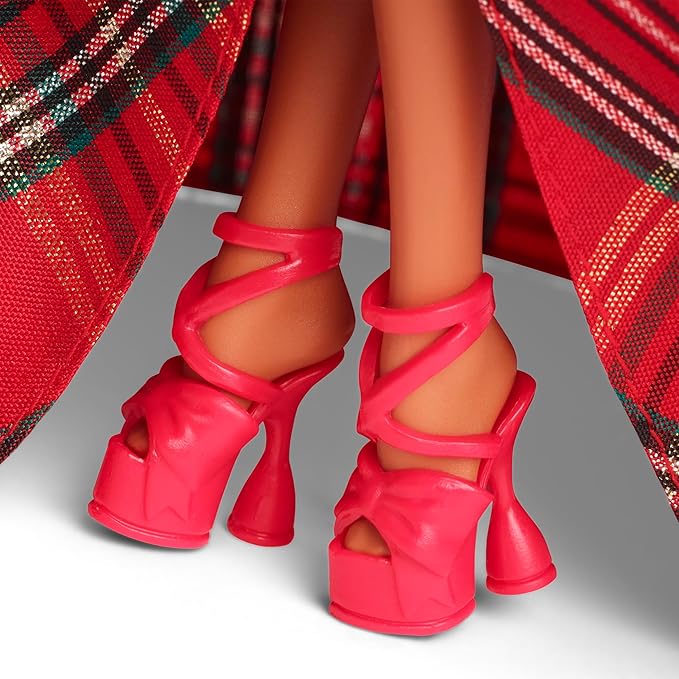 Barbie Signature 2024 Holiday Doll with Light Brown Hair in Plaid Gown, Collectible Toy in Displayable Packaging