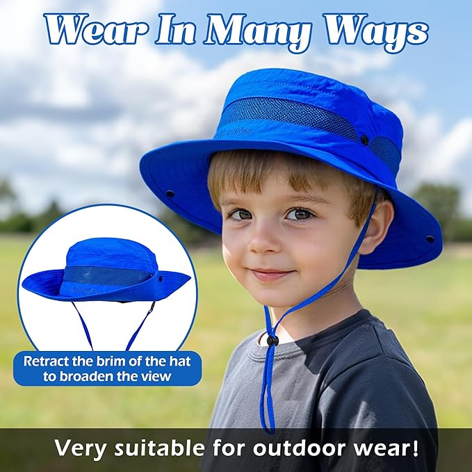 HONGTEYA Kids Sun Hat UPF 50+ Toddler Summer Bucket Hat Outdoor Fishing Safari for Boys Girls Age 2-13 Years