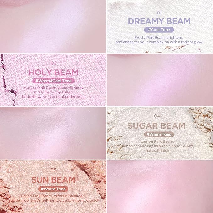 lilybyred Luv Beam Glow Veil | Korean Heart-Shaped Highlighter, Illuminating Shimmer, Radiant Glow, Silky Powder Texture, Buildable & Blendable, Lightweight & Long-Lasting, 0.12 oz. (06 Silky Beam)