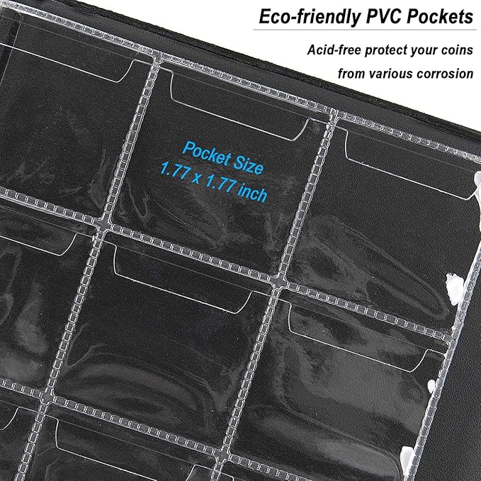 150 Pockets Coin Album, Penny Collecting Book, Souvenir Coins Collection Holder, Ideal for Pressed Pennies Passport, Hobby Coin Collector, Money Specie Display Storage Case (English, Black)