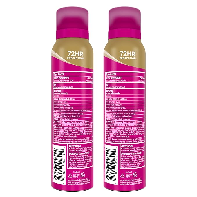 Lume Deodorant Plus Sweat Control - Invisible Spray - Extra Strength Antiperspirant For Underarms - 72 Hour Odor And Sweat Control - Phthalate and Paraben Free Formula - 2 Pack (Vanilla Bliss)