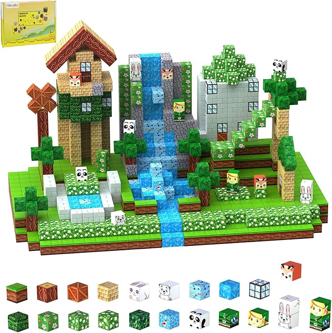 Magnetic Building Blocks Sets 150PCS Forest Wold Magnet Cubes STEM Learning Educational Montessori Sensory Games Toys Christmas Xmas Birthday Gifts for Old Kids Boys Girls Ages 3+,3-5,4-8,4-7