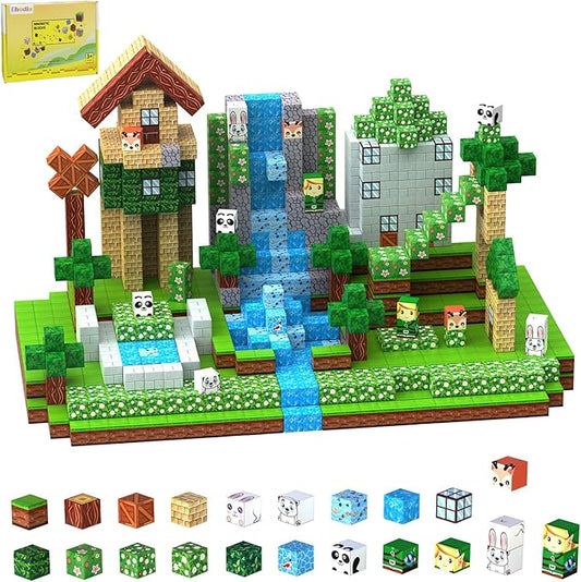 Magnetic Building Blocks Sets 150PCS Forest Wold Magnet Cubes STEM Learning Educational Montessori Sensory Games Toys Christmas Xmas Birthday Gifts for Old Kids Boys Girls Ages 3+,3-5,4-8,4-7