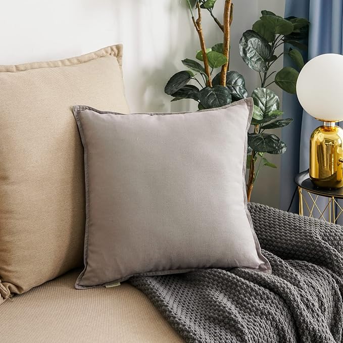 Jeanerlor Solid Cotton Linen Decoration 18"x18" Throw Pillow Cushion Case Special Pillow Cover Delicate Decorative Pillowcase for Couch/Bed/Chair,(45 x 45cm), Gray
