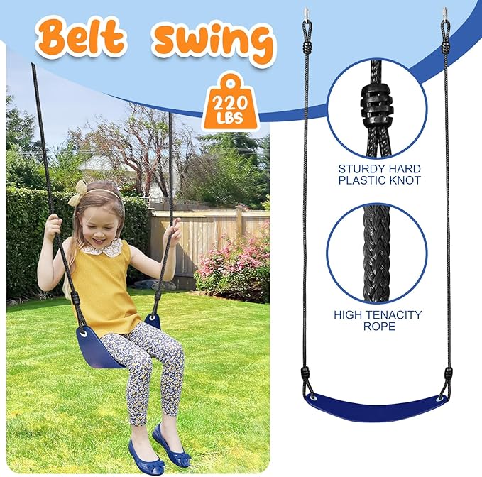 500lbs Heavy Duty Metal Swing Sets for Backyard, 2-in-1 Outdoor A-Frame with 32" Saucer Swing & 19" Belt Swing, Kids Swings Set with Stand