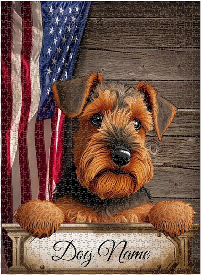 Custom Wooden Jigsaw Puzzles with Your Dog's Name on Welsh Terrier Art Print - 300 500 1000PCS Puzzles Game and Home Wall Decor