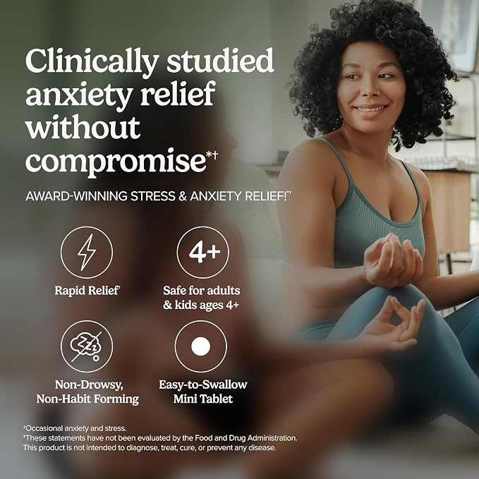 Terry Naturally AnxioCalm - 75 Tablets - Fast-Acting, Non-Drowsy, Non-Addictive Formula - Safe for Adults & Children 4+ Years - Non-GMO - 37 Servings