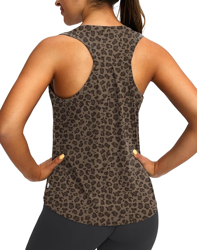 Women's Workout Tops Racerback Athletic Tank Tops Sleeveless Loose Fit Yoga Running Gym Shirts for Women