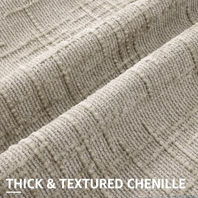 decorUhome Textured Chenille Throw Pillow Covers 16x16 Set of 2 Light Brown | Fall Modern Farmhouse Soft Cozy Slubby Couch Pillow Cases Boho Decorative Pillow Cases for Bed Sofa Living Room Home Decor