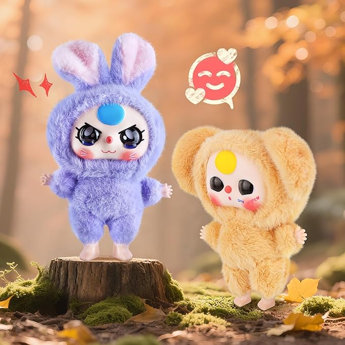Vinyl Figures, Plush Toys with Cute Expression Rotatable Eyes for Girls Boys, Macaron Orange Bunny Vinyl Plush Doll Kawaii Stuffed Animals Gifts for Keychains Car Home Décor Birthday Collectibles Toys