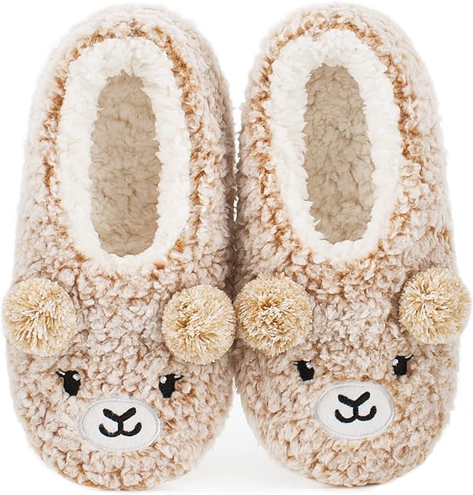 Cute Animal House Slippers, Warm Fuzzy Slipper Socks with Grippers Non Slip, Cozy Funny Gifts