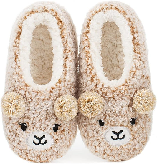 Cute Animal House Slippers, Warm Fuzzy Slipper Socks with Grippers Non Slip, Cozy Funny Gifts