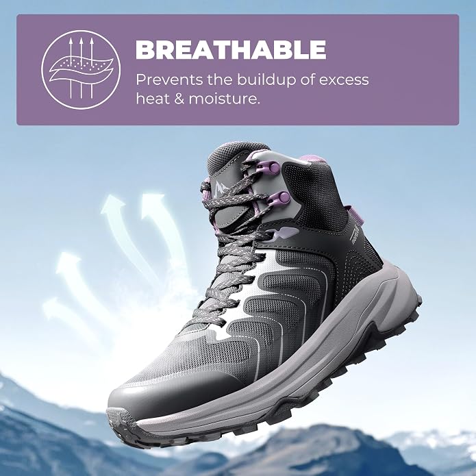 NORTIV 8 Women's Hiking Boots Waterproof with Arch Support Sneakers Walking Outdoor Comfortable Lightweight Boot Echo Mid