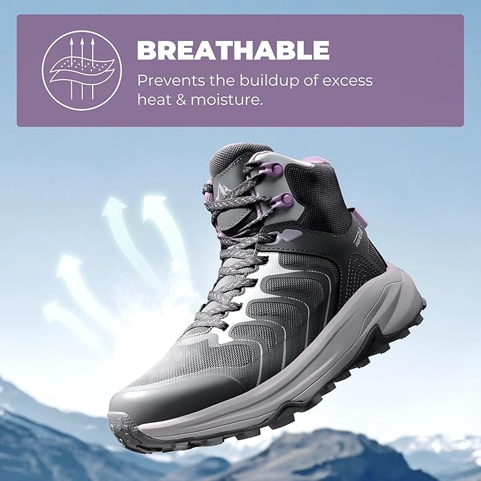 NORTIV 8 Women's Hiking Boots Waterproof with Arch Support Sneakers Walking Outdoor Comfortable Lightweight Boot Echo Mid