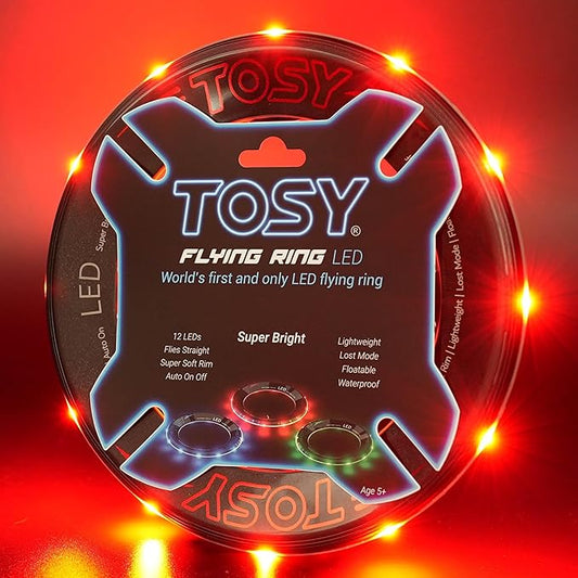 TOSY Flying Ring - 36 RGB Multicolor or 12 Monocolor LEDs, Super Bright, Lost Mode, Auto Light Up, Valentine Easter Gift for Kid/Teen/Boy/Girl, Safe, Waterproof, Pool/Beach/Camping Toy