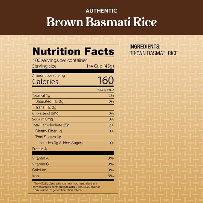 Royal Brown Basmati Rice - Authentic Long Grain Rice - 10 lb Bag | Perfect for Biryanis, Pilafs & Curries - Cook in Microwave or on Stove Top