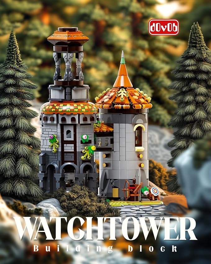 dOvOb Architecture Medieval Watchtower Building Blocks Set - 1326PCS Construction House Mode Collectible Display Set for Adults and Teen