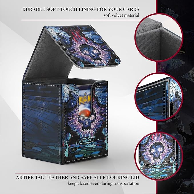 Card Deck Box for MTG Card Storage Box Holds 100 Plus Single Sleeved Cards with Trading Cards Games TCG Yugioh etc. (Purple)