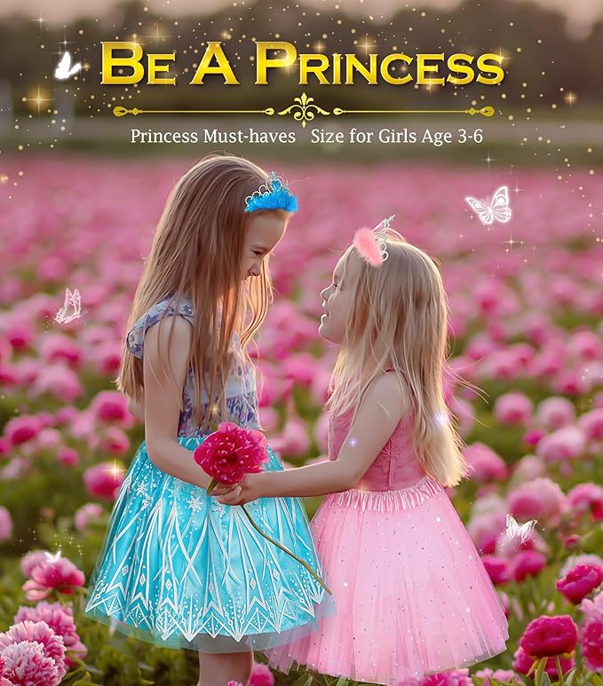 Kids Princess Dress Up Clothes for Little Girls, Pretend Play & Dress Up Costume Set for 3-6 Toddler Little Girls