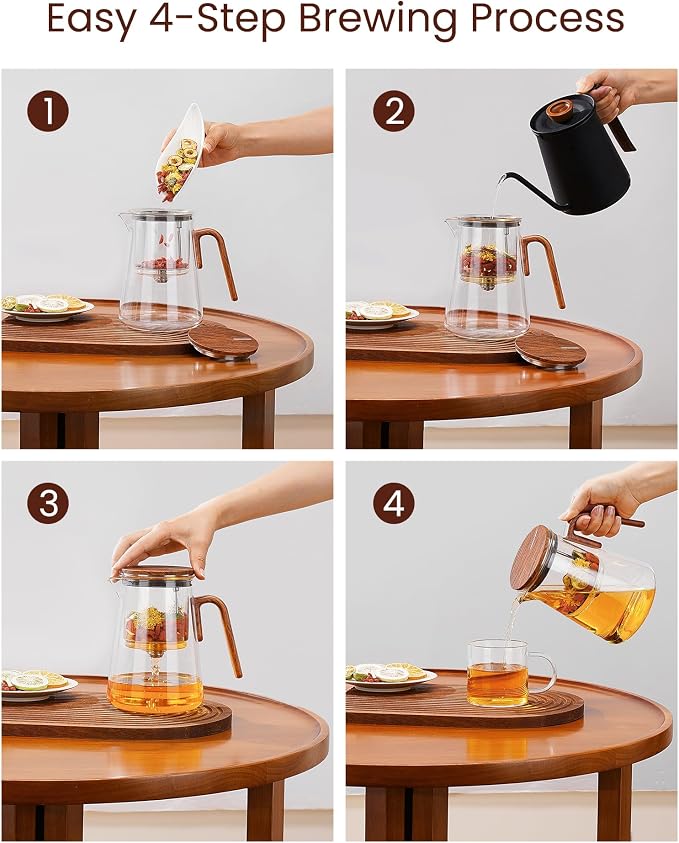 ZENS Magnetic Tea Pot, Enchanted Magic Glass Teapot with Infuser for Loose Leaf Tea Steeper, Mess-Free Magnetic Tea Maker Tea Diffusers for Herbal Tea Lovers Ideal Gifts, 34oz (1000 ml)