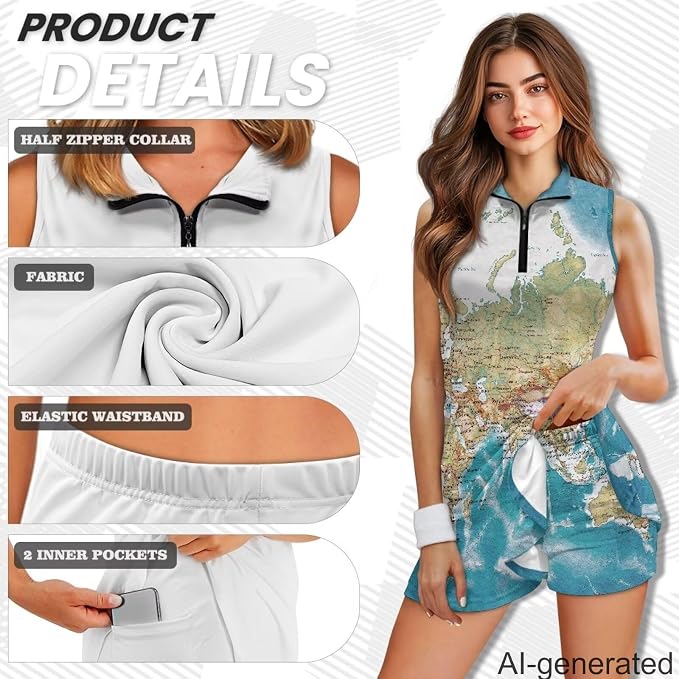 Golf Dress Tennis Dresses for Women with Built in Shorts and Pockets Sleeveless Athletic Dress Workout Dress