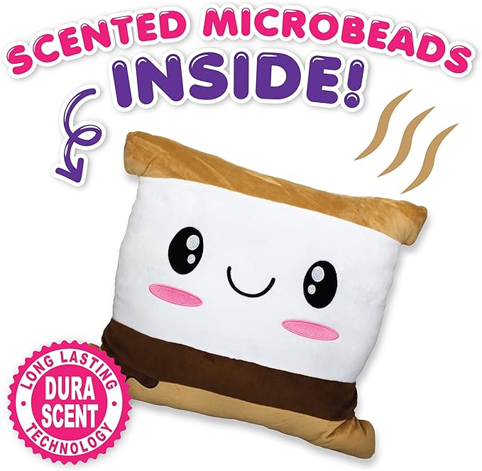 Scentco Smillows - Patented Gourmet Scented Stuffed Plush Pillows (S'Mores Marshmallow) - Accent, Throw, Decorative Pillows - Kids Room Decor, Gift for Kids