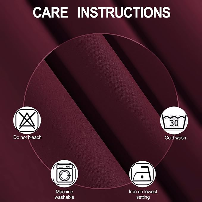 LEMOMO Burgundy Red Thermal Blackout Curtains/52 x 72 Inch/Set of 2 Panels Room Darkening Curtains for Bedroom